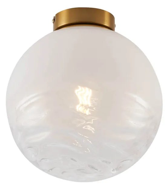 Design plafondlamp messing met wit fading glas - Pillon