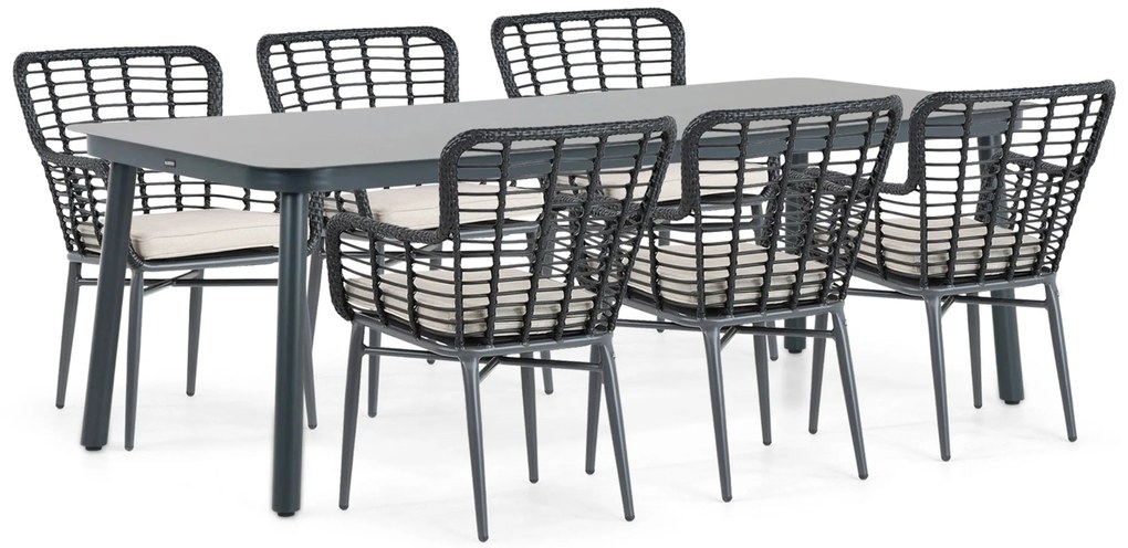 Tuinset 6 personen 220 cm Aluminium/wicker Zwart Lifestyle Garden Furniture Toledo/Tavano
