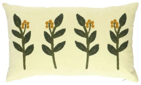 Velours kussen, bio-katoen, takjes, groen, 30 x 50 cm