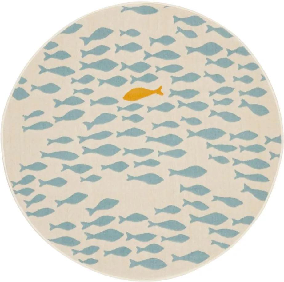 Vloerkleed Vissen - crème - 120 cm - Leen Bakker