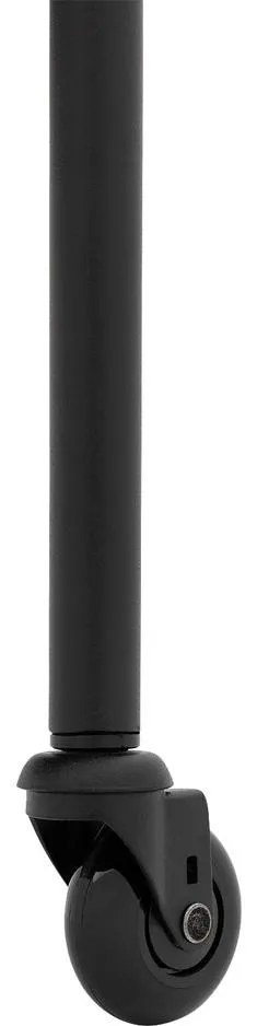 Goossens Eetkamerstoel Funk Zwarte Poten zwart leer met armleuning en Zwart skater wiel met zwarte kapmet wielen, modern design