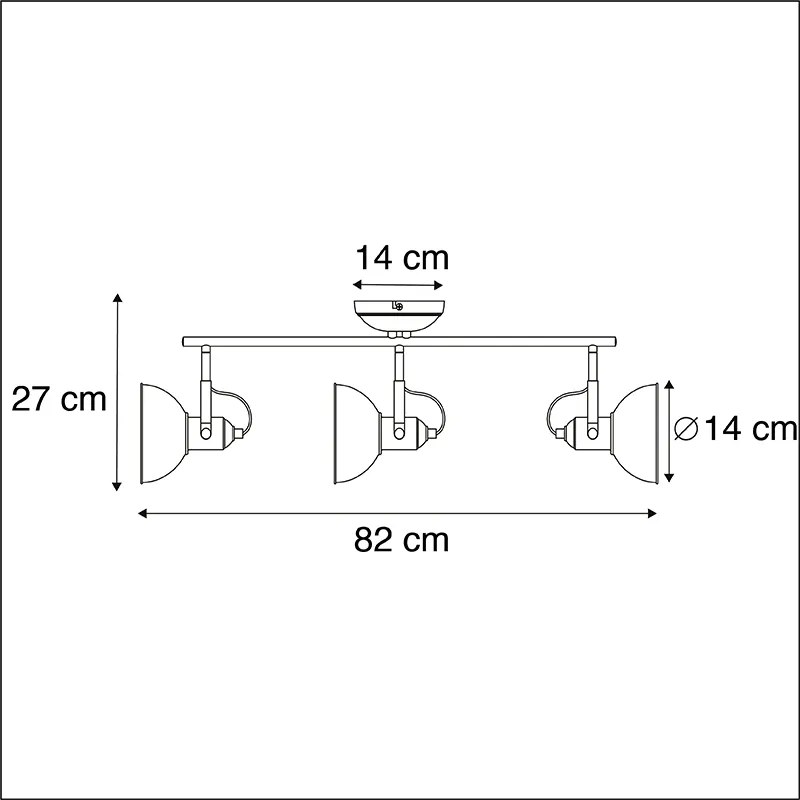 Romantische spot koper 3-lichts - Tommy