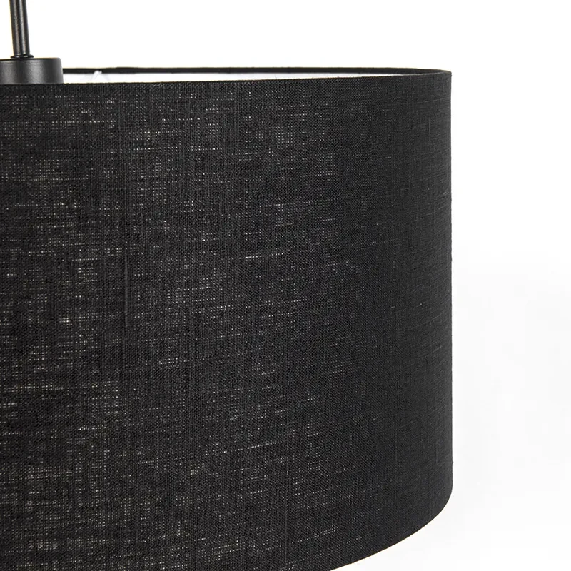 Stoffen Eettafel / Eetkamer Moderne hanglamp zwart met zwarte kap 50 cm - Combi 1 Modern E27 rond Binnenverlichting Lamp