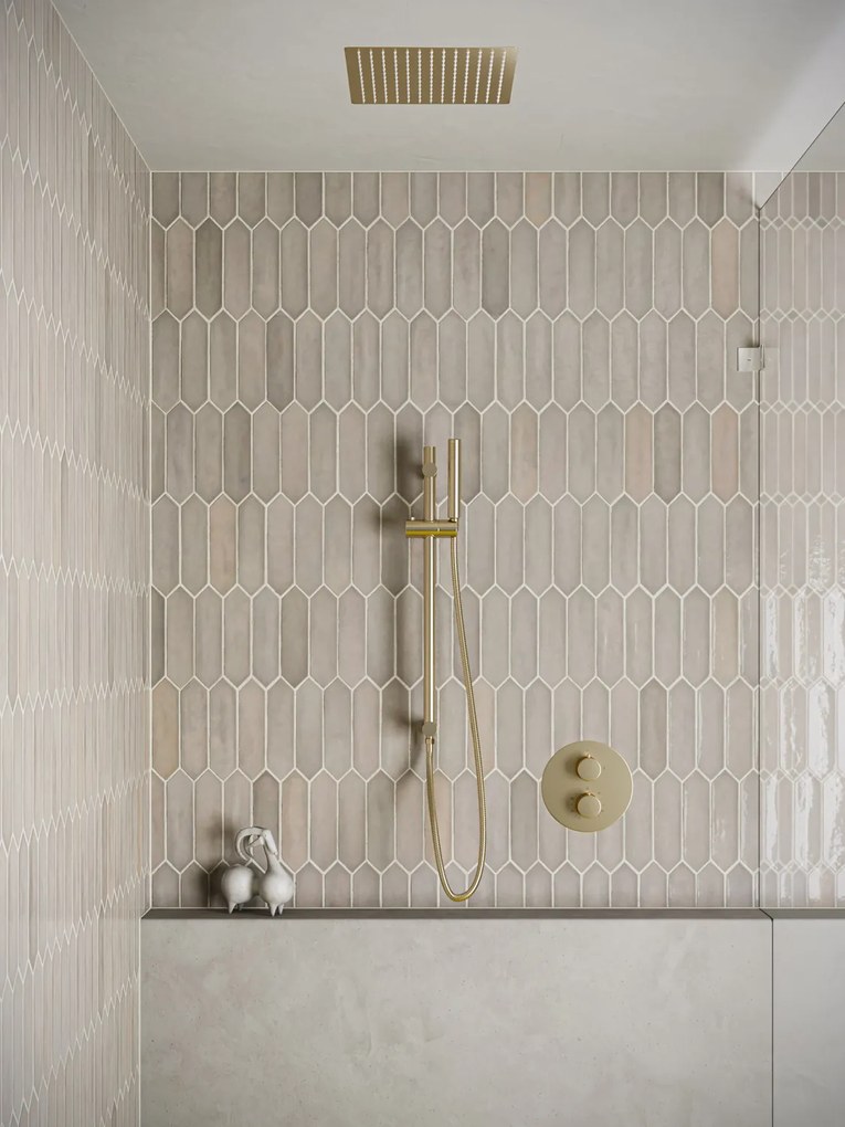 Saniclear Cube inbouw regendouche rond met inbouw douchekop 30x30cm, glijstang en staafhanddouche geborsteld messing - mat goud
