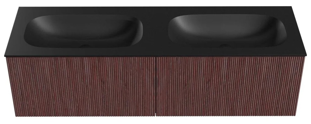 Mondiaz Kurve 150cm badmeubel ruby met 2 lades en wastafel big small dubbel zonder kraangat urban