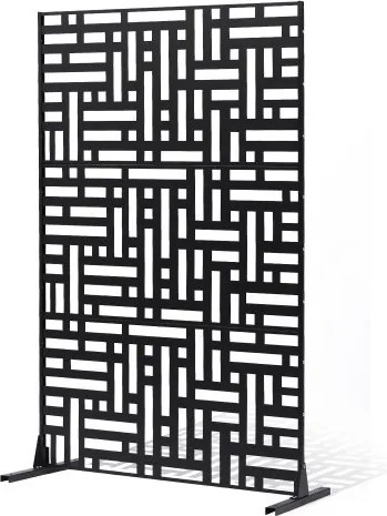 VEVOR Screen, 120x50,8x193 cm, privacyscherm voor buiten, vrijstaande scheidingswand met standaard, decoratieve stalen kamerverdeler voor balkon, terras, binnen, hottub, zwart
