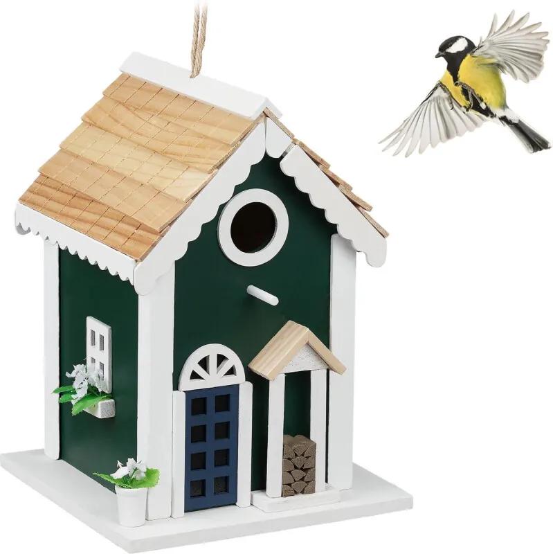 Vogelhuisje gekleurd - decoratie - nestkastje koolmees - vogelkastje mus - tuin
