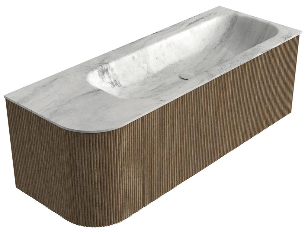 Mondiaz Kurve-dlux 125cm badmeubel ronding links dusk met 1 lade en deur en wastafel big medium rechts zonder kraangat opalo