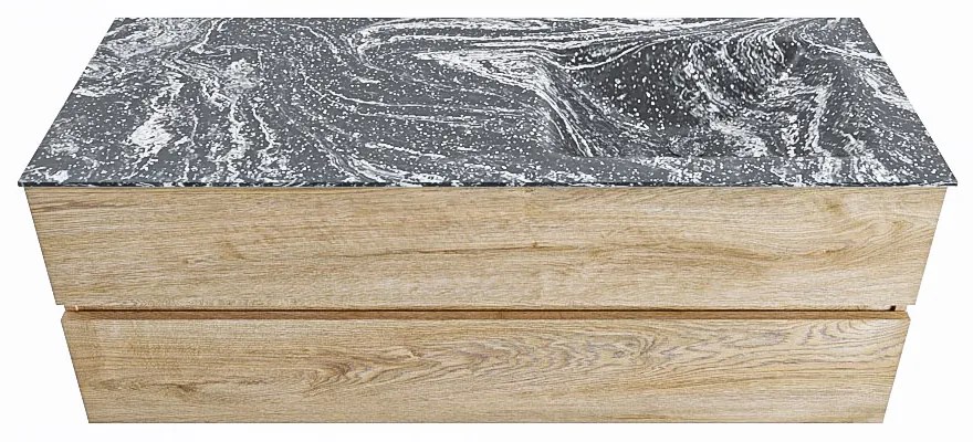 Mondiaz Vica DLux badmeubel 130cm washed oak 2 lades met wastafel lava rechts 1 kraangat