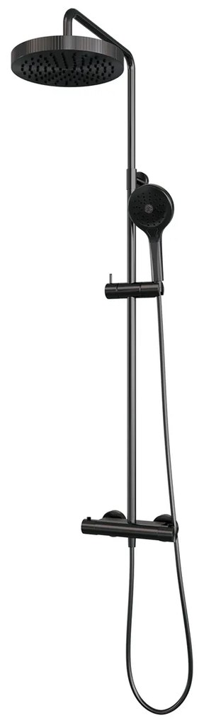 Brauer Stripe opbouw regendouche met 25cm hoofddouche en 3 standen handdouche gunmetal geborsteld PVD
