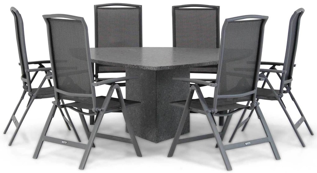 Tuinset 6 personen 170 cm Aluminium/textileen Grijs Lifestyle Garden Furniture Tirana/Graniet