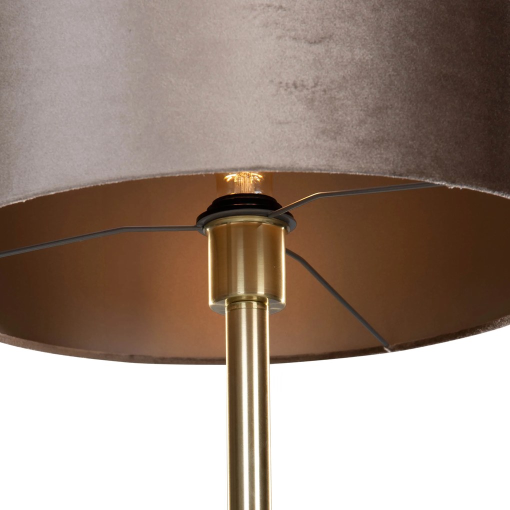 Vloerlamp messing met velours kap taupe 50cm - Simplo Klassiek / Antiek E27 rond Binnenverlichting Lamp