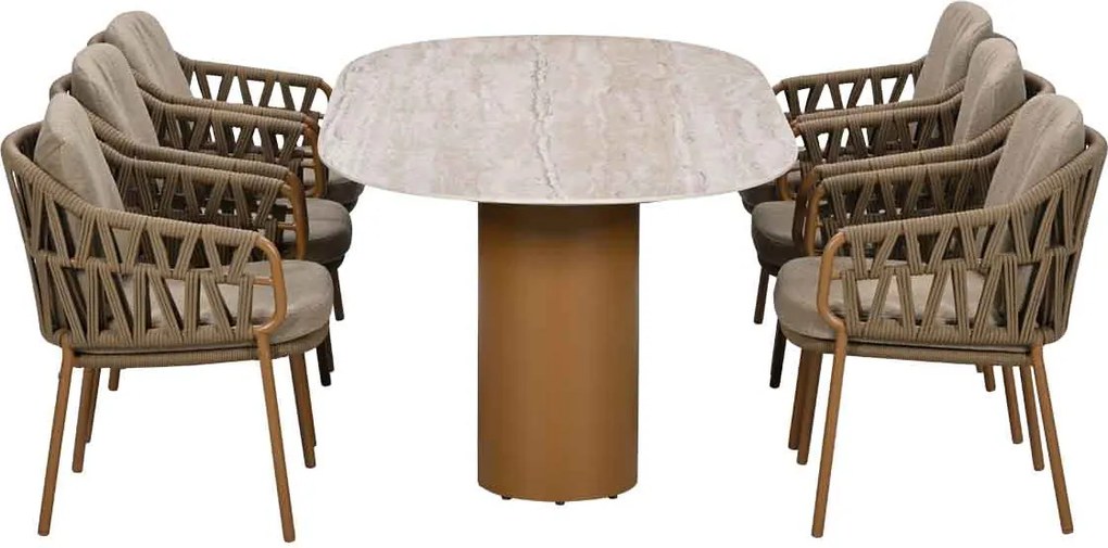4 Seasons Biarritz tuinset 7-delig amber - Colorado tuintafel 240x105 cm ovaal