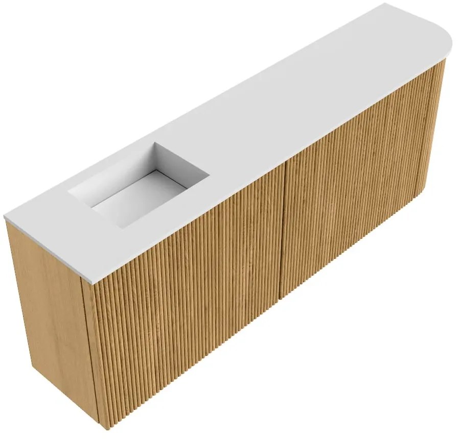 Mondiaz Joya 110cm toiletmeubel ronding rechts oak met wastafel faye links zonder kraangat talc