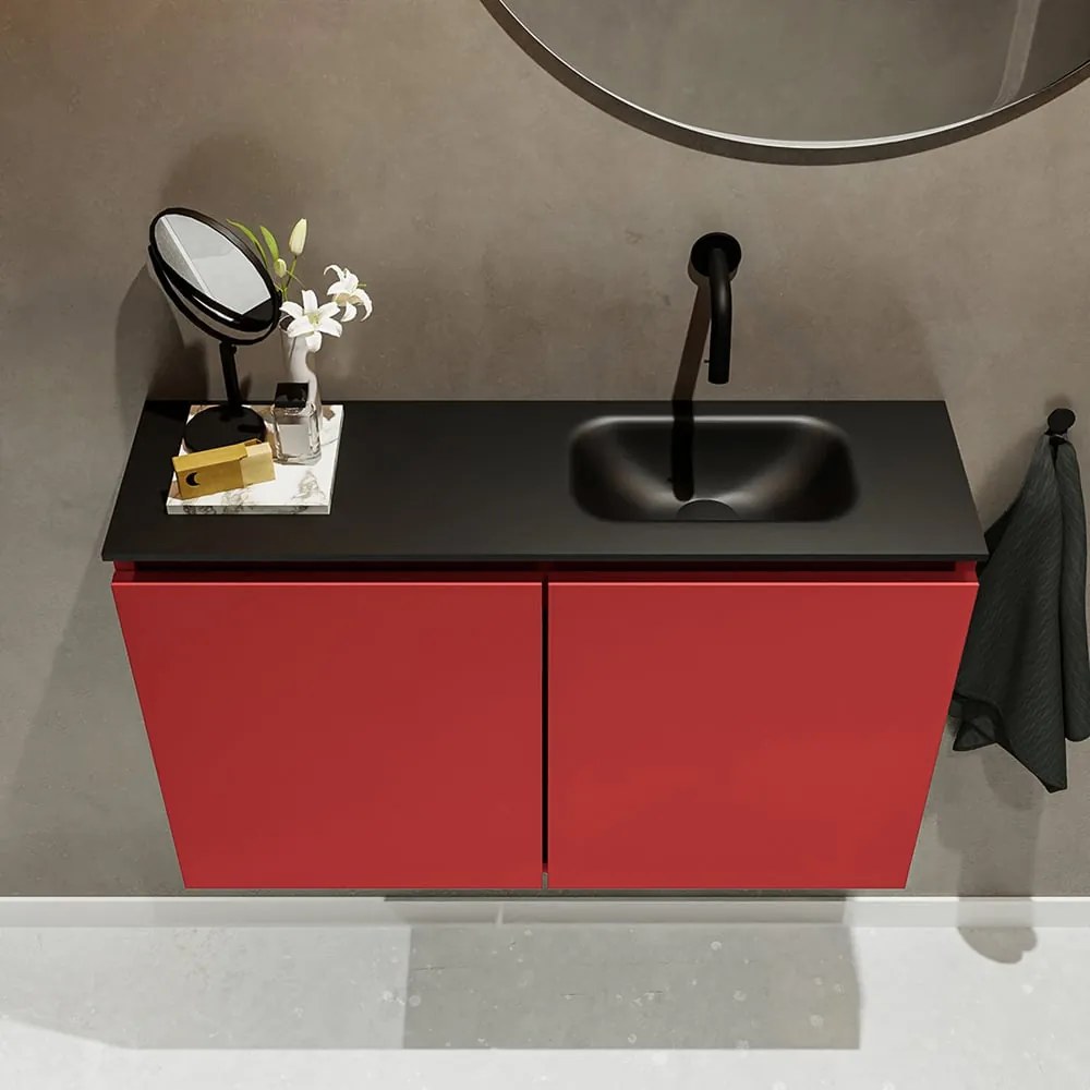 Mondiaz Ture 80cm toiletmeubel fire met wastafel urban rechts geen kraangat