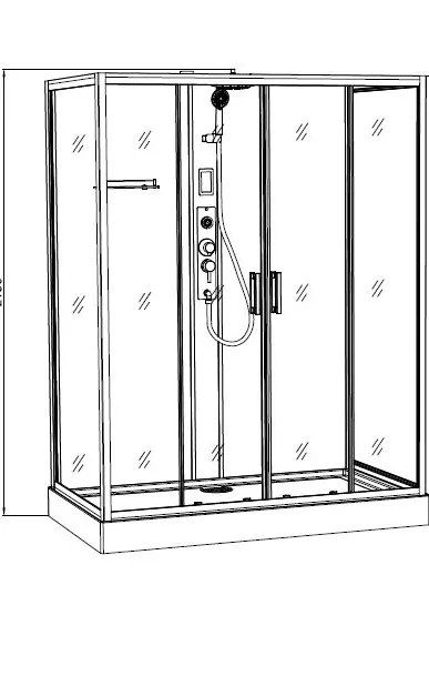 Badstuber New York complete douchecabine 160x90x215cm kitvrij chroom