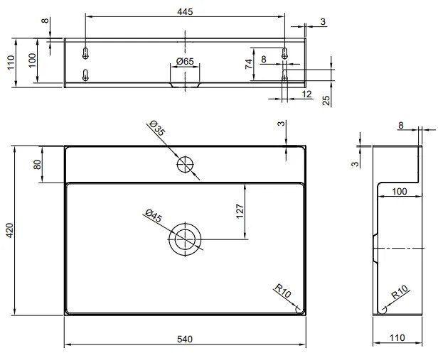 Fontana Maido mat zwart badkamermeubel 100cm met vierkante waskom mat goud