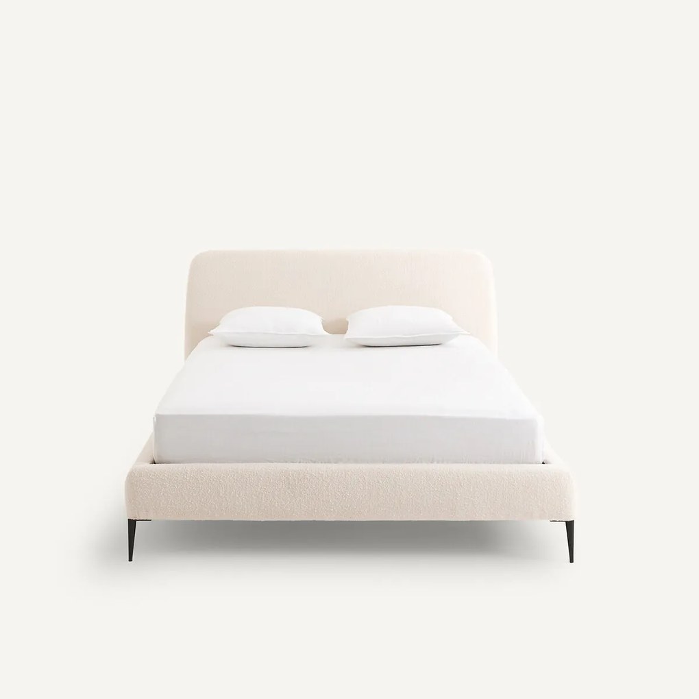 Tweepersoonsbed met gemonteerde lattenbodem, van badstof, OSCAR