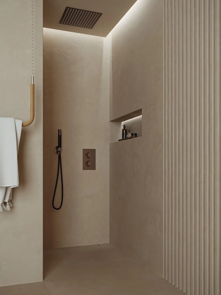 Saniclear Cube Pro inbouw regendouche met inbouw douchekop 30x30cm en staafhanddouche verouderd messing