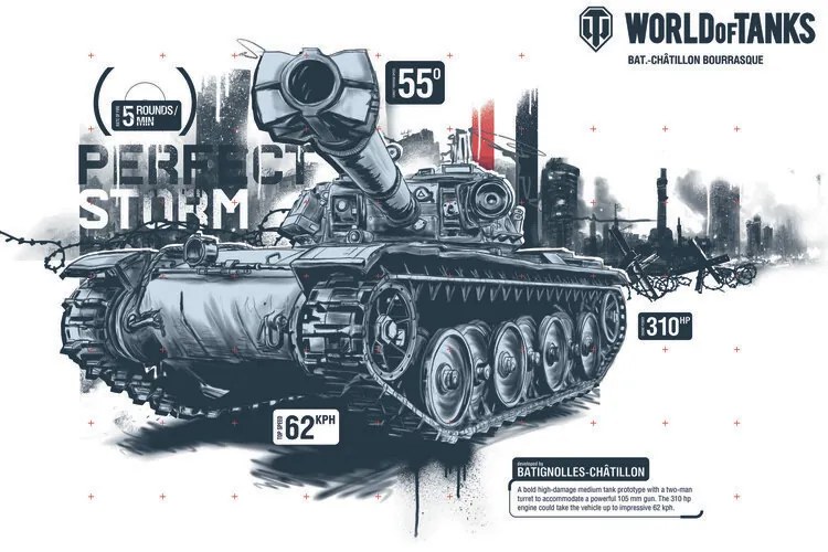 Ilustratie World of Tanks - Bat.-Châtillon Bourrasque, WOT