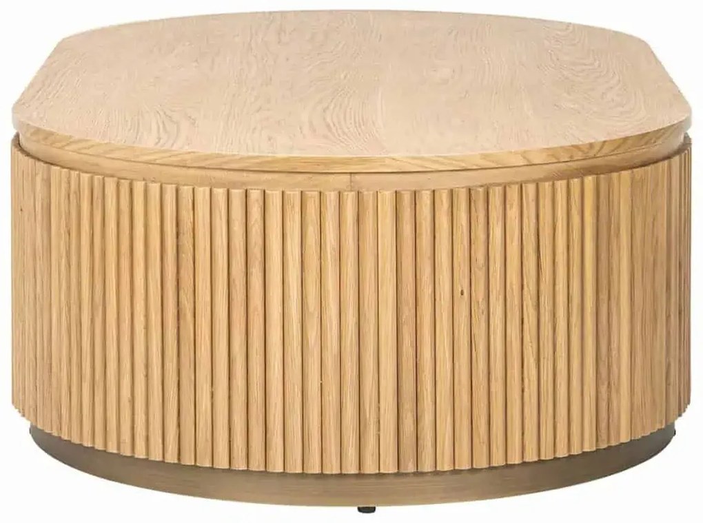 Richmond Interiors Belfort Ovale Salontafel Eiken Met Ribbels - 140 X 80cm.