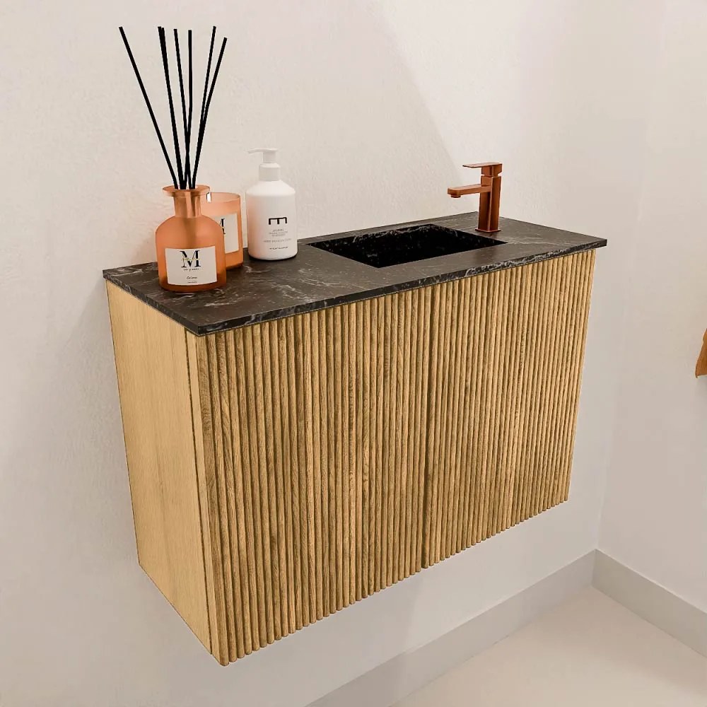 Mondiaz Joya DLux 60cm toiletmeubel oak met wastafel faye rechts 1 kraangat lava