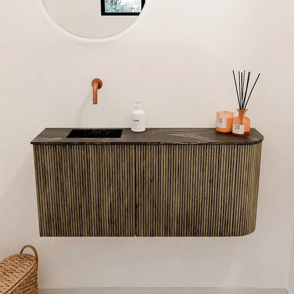 Mondiaz Joya DLux 90cm toiletmeubel ronding rechts dusk met wastafel faye links zonder kraangat lava