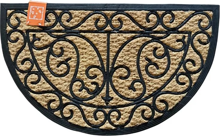 Esschert Design Deurmat rubber/kokos halfrond