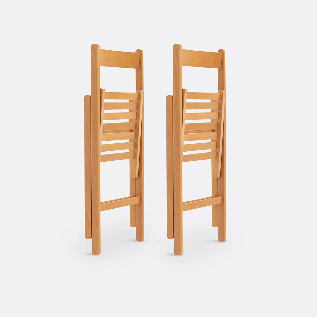 Set van 2 plooibare stoelen, massief beukenhout, Yann