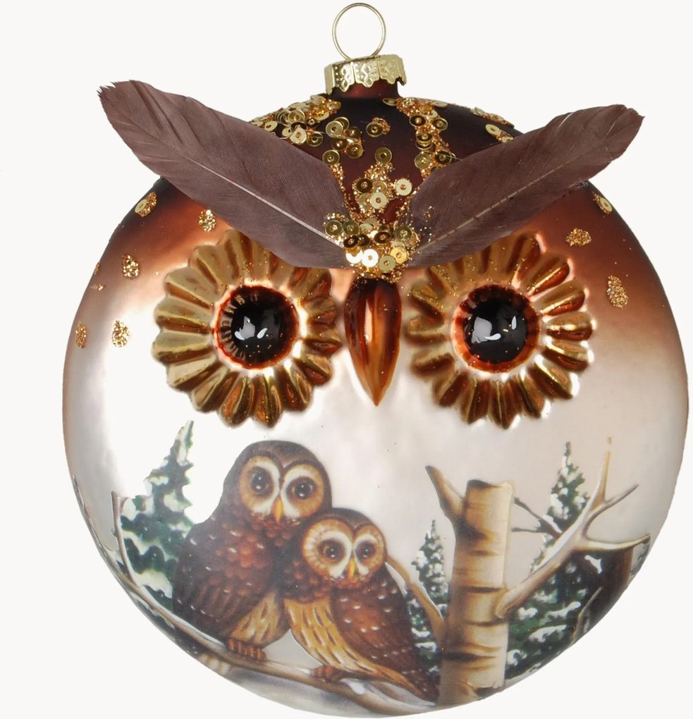 Handgeschilderde kerstbal Owl Diski