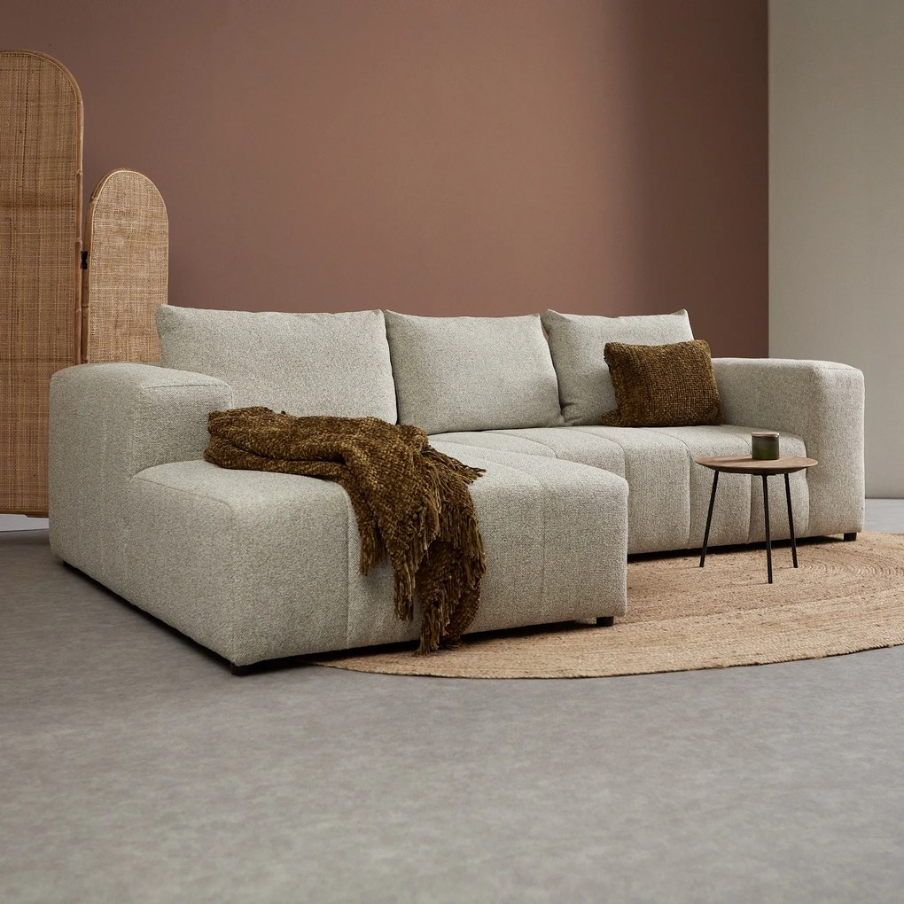 Beige Bank Met Decoratieve Strepen Hoek Links
