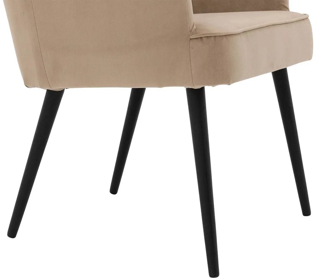 Goossens Eetkamerstoel Rob bruin velvet stof met armleuning, urban industrieel