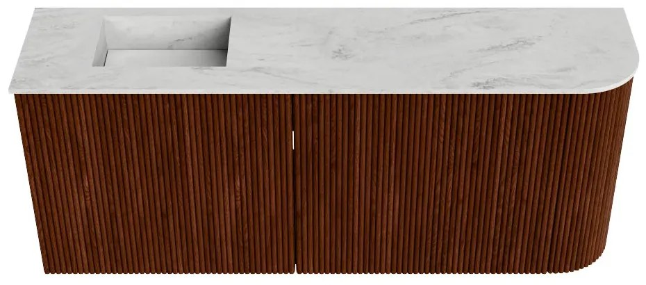 Mondiaz Joya DLux 100cm toiletmeubel ronding rechts ruby met wastafel faye links zonder kraangat opalo