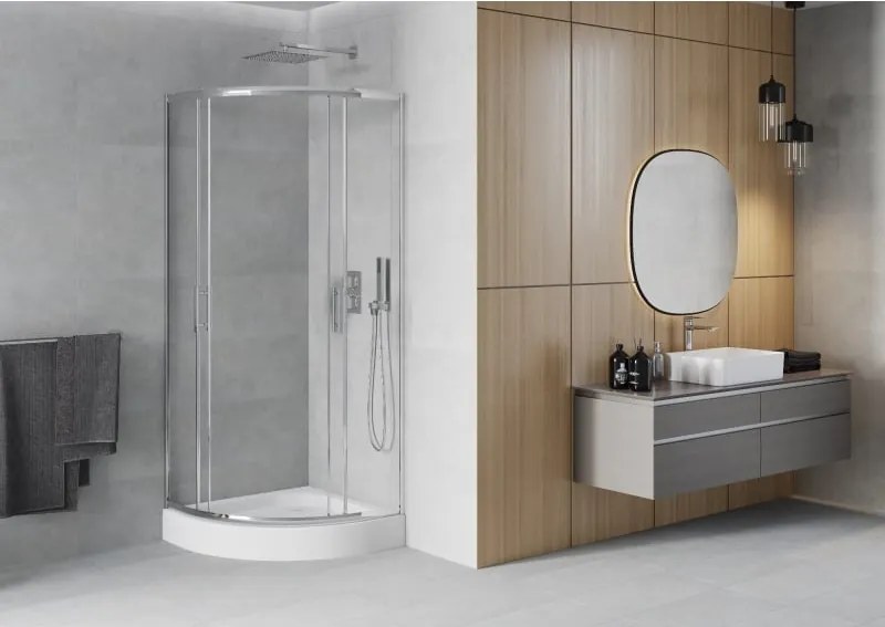 Mexen Rio ronde douchecabine 70 x 70 cm, transparant, chroom + douchebak, wit - 863-070-070-01-00-4710