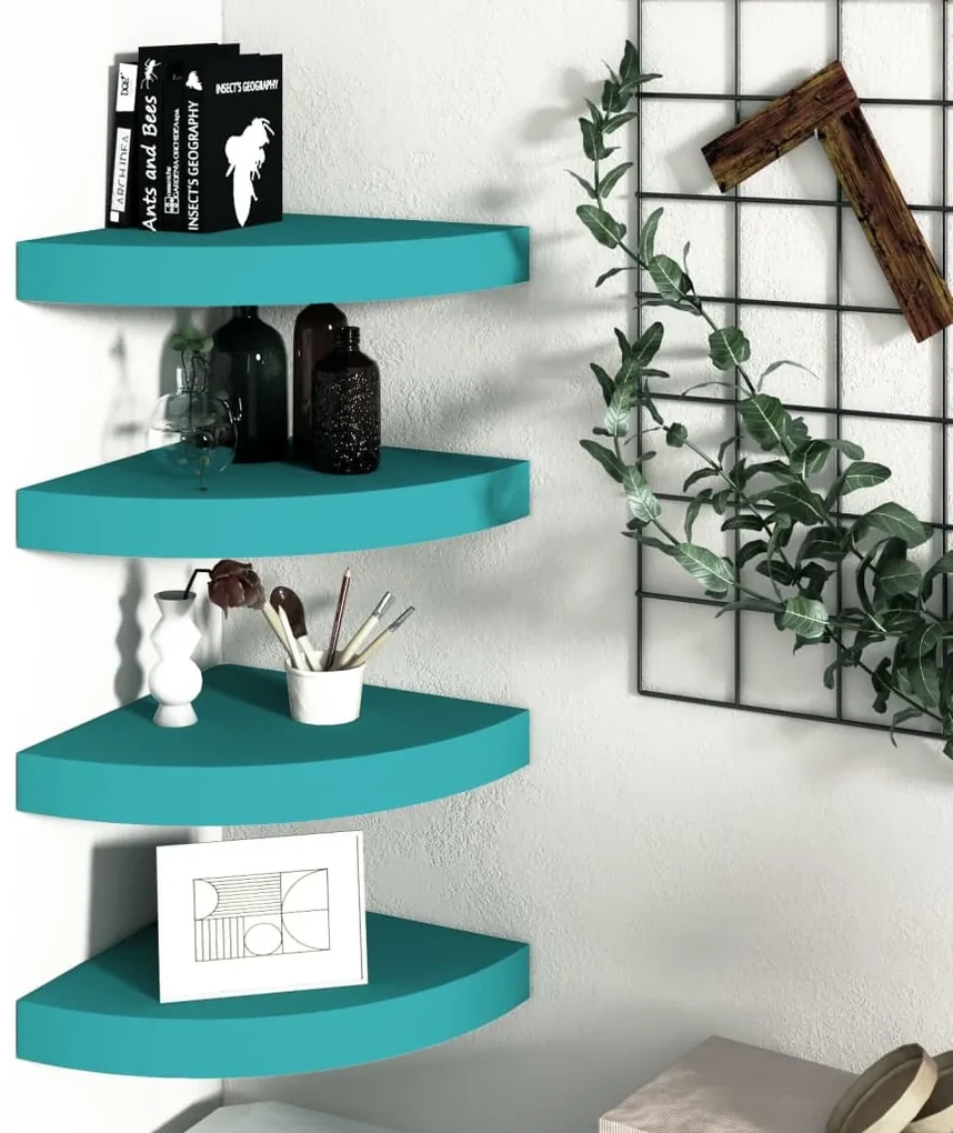 vidaXL Hoekwandschappen 4 st 35x35x3,8 cm MDF blauw