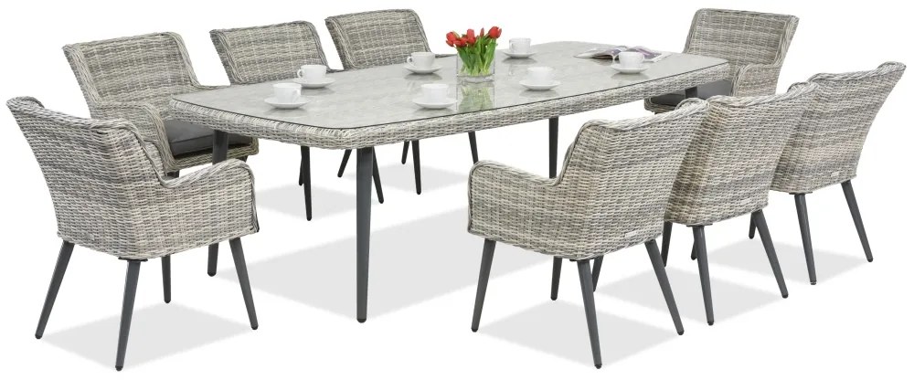 Exclusieve dining tuinset met grote tafel Cordoba voor 8 personen Garden Point wit
