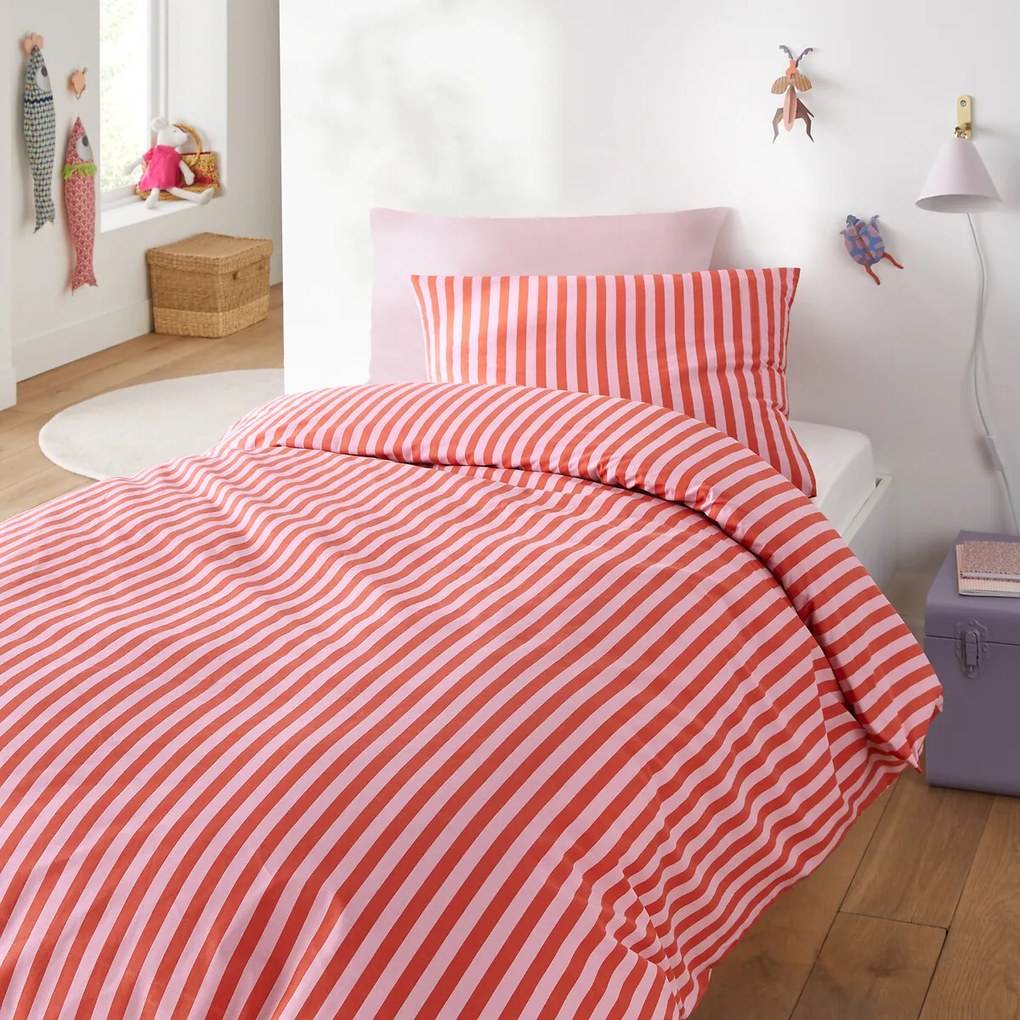 Bedset 50% gerecycled katoen, Sacha roze