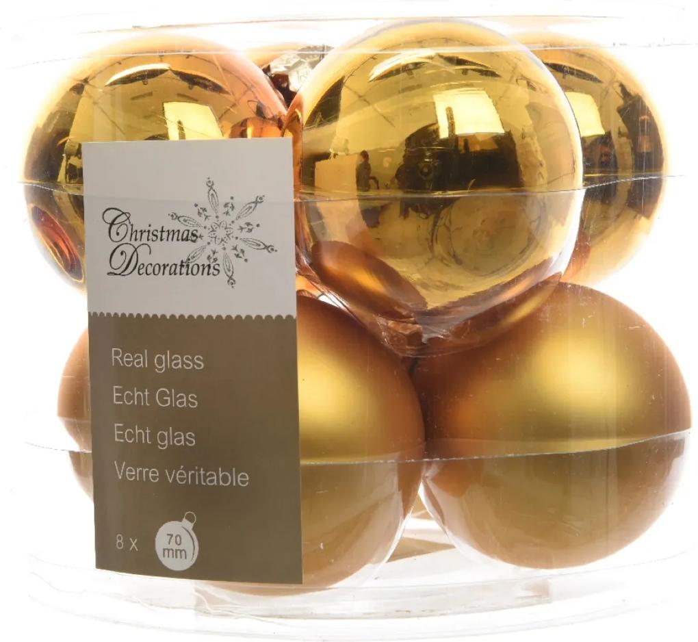 Kerstbal glas glans-mat diameter 7cm intens goud KSD