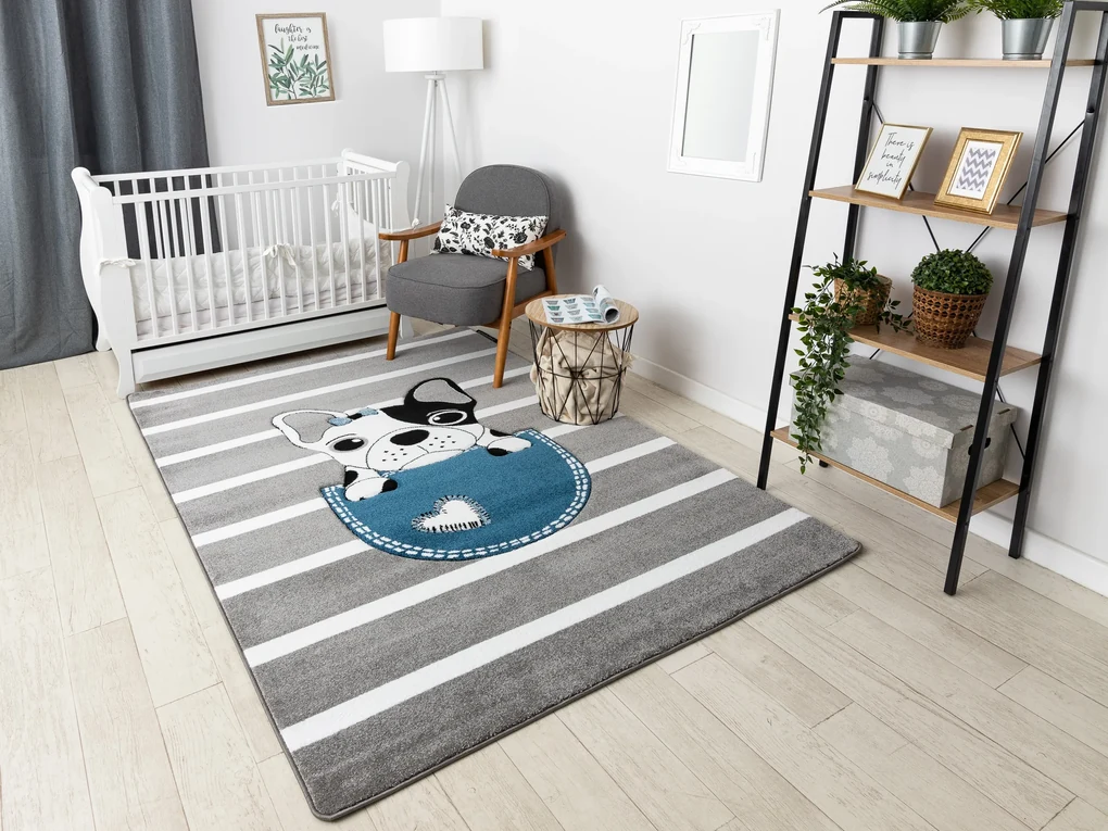 Tapijt PETIT BULLDOG HOND  grijskleuring