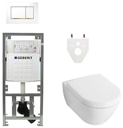 Villeroy en Boch Subway 2.0 DirectFlush toiletset softclose met Geberit reservoir en bedieningsplaat wit goud sigma30 wit