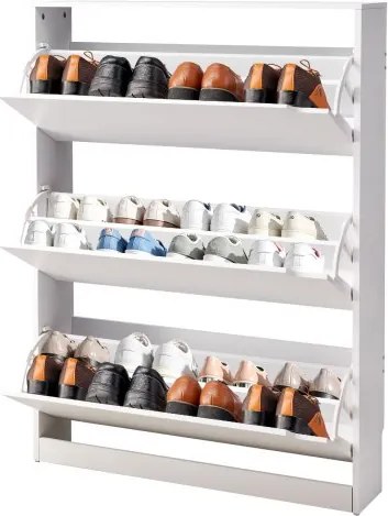 VEVOR schoenenkast met 3 neerklapbare deuren, ruimtebesparend schoenenrek, vrijstaande schoenenrekorganizer voor entree, hal, woonkamer, veranda, modern schoenenrek 800 x 220 x 1165 mm wit