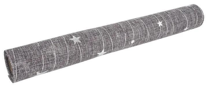 Tafelloper sterren - zilver - 36x150 cm