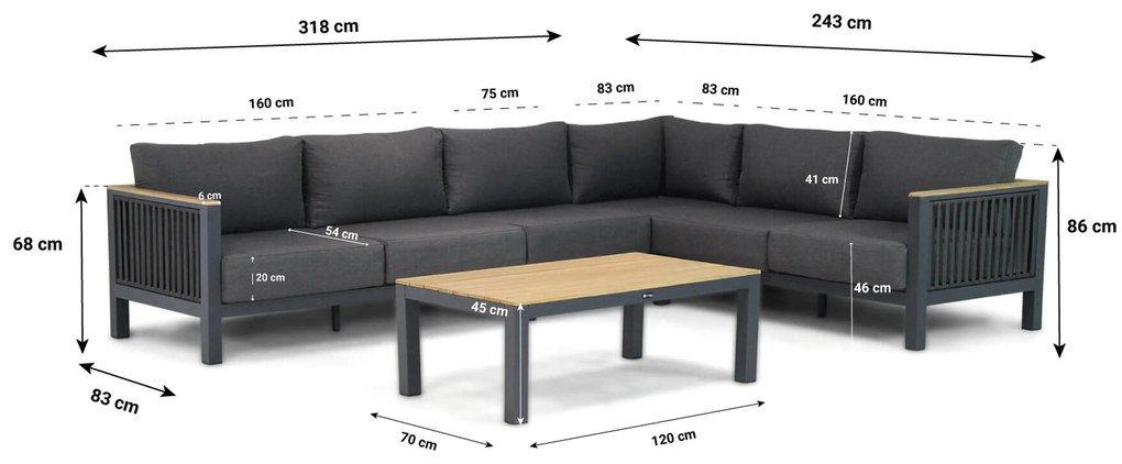 Hoek loungeset 5 personen Rope Grijs Santika Furniture Santika Shadow
