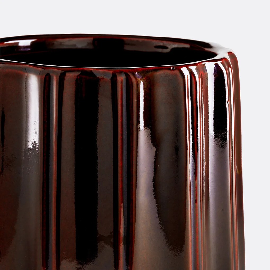 Bloempot van reliëfkeramiek, diameter 20 cm, LYNOA