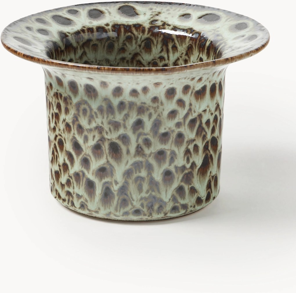 Handgemaakte plantenbak Balou met reactief glazuur, H 10 cm