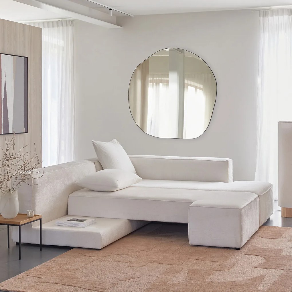 Hoekbank links of rechts, omvormbaar, fluweel met structuur, Ginosa