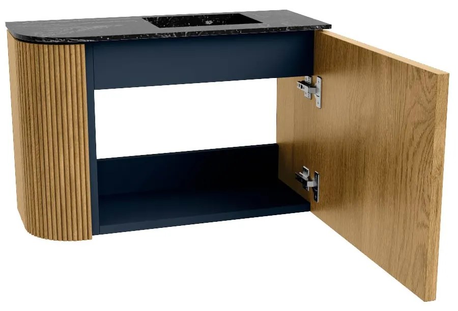 Mondiaz Joya DLux 60cm toiletmeubel ronding links oak met wastafel faye rechts 1 kraangat lava
