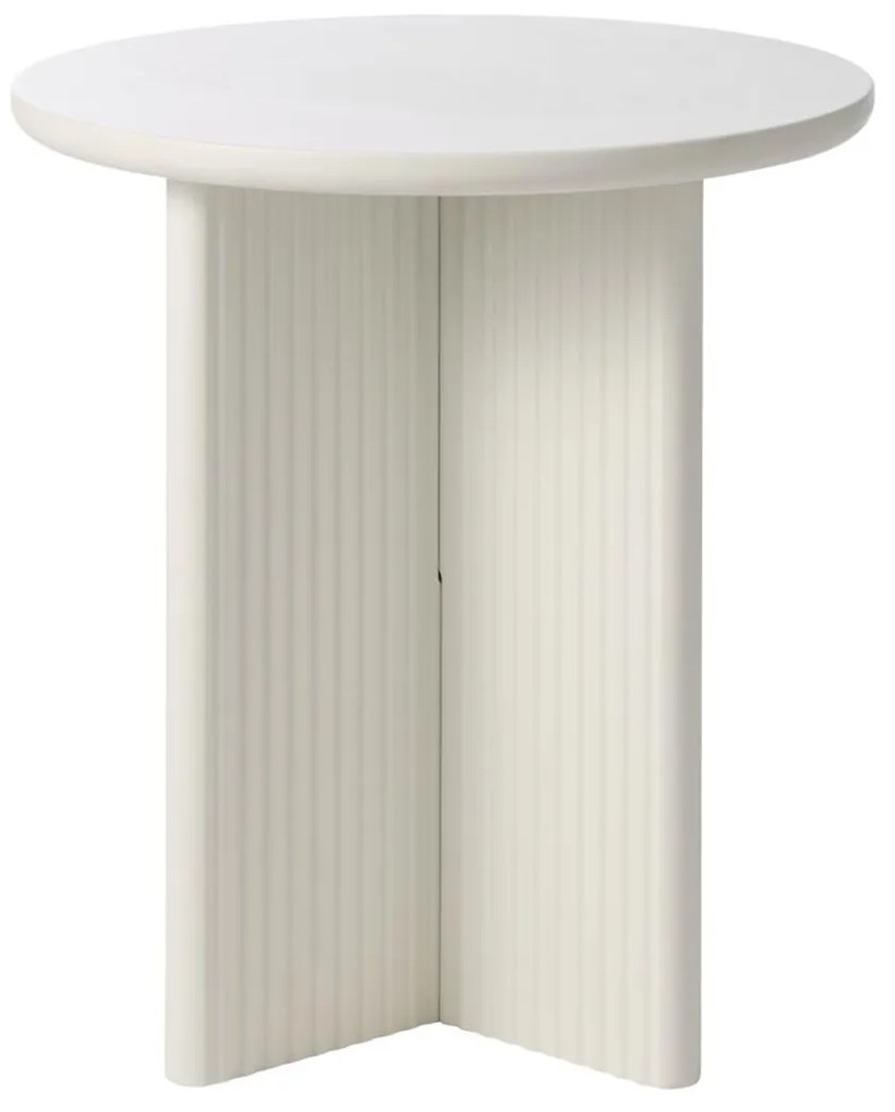 Greige Tafeltje Rond Met Ribbels - 50 X 50cm.