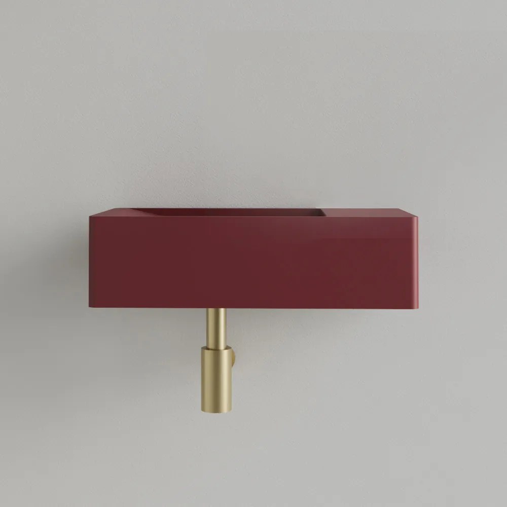 Sanigoods Luko fontein 40x22cm rechts zonder kraangat wijn rood