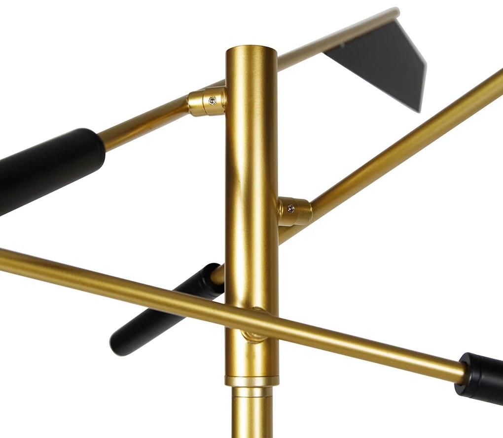 Design vloerlamp zwart met goud 3-lichts - Sinem